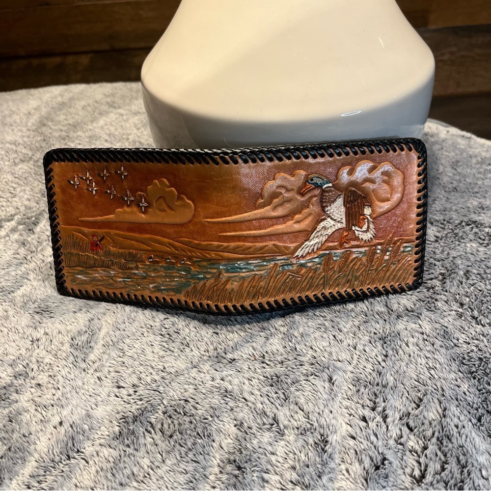 Handcrafted Leather Wallet with Nature Scene - Picture 4 of 5